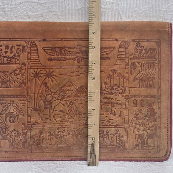 Egyptian Handmade Vintage Leather Bifold Organizer Document Holder Boho Business - Picture 10 of 11